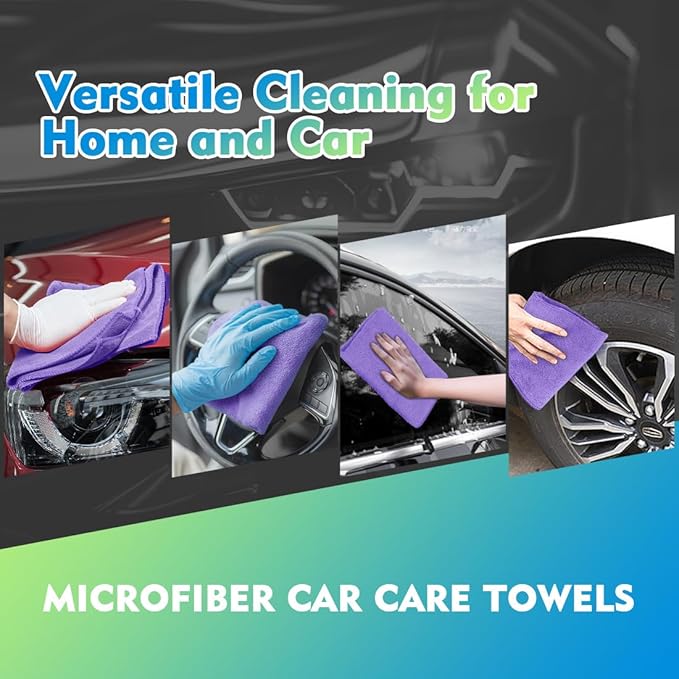 HOMEXCEL Purple Microfiber Cleaning Cloth 12 Pack 12.5 x 12.5 Inch Microfiber Towels for Cars Ultra Absorbent Cleaning Rags Lint Free Cleaning Towels for Household Kitchen, Window Car