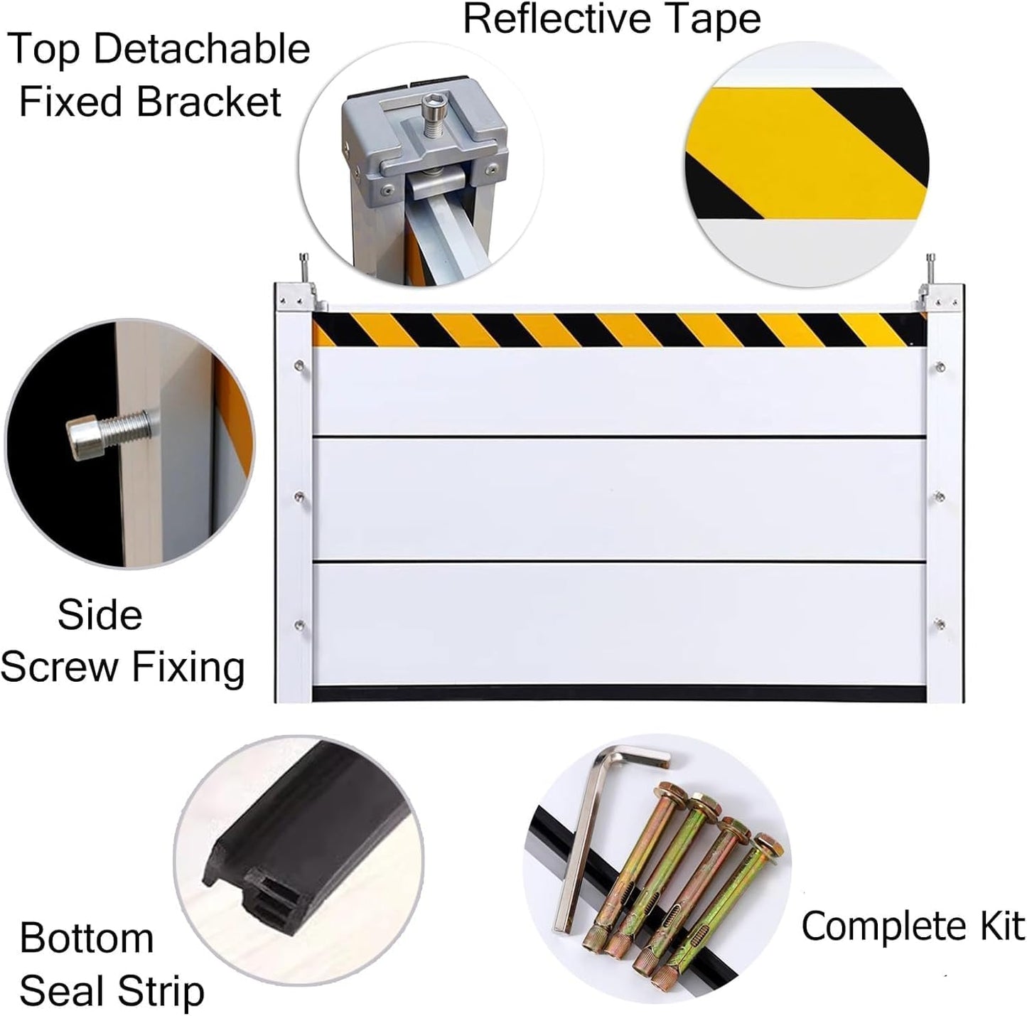 Reusable Heavy Duty Aluminum Flood Barriers for Home Exterior, Flood Protection Barriers Water Barrier Door Quick Detachable Garage Doors Detachable Mobile Rain Water Baffle ( H 55.1 inch L 9FT)