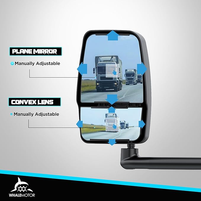 Tow Mirrors Compatible with Chevy Express GMC Savana 2003-2019 1500 2500 3500, Manual Folding Towing Van Side Mirrors Replacement, Set of Left&Right Side