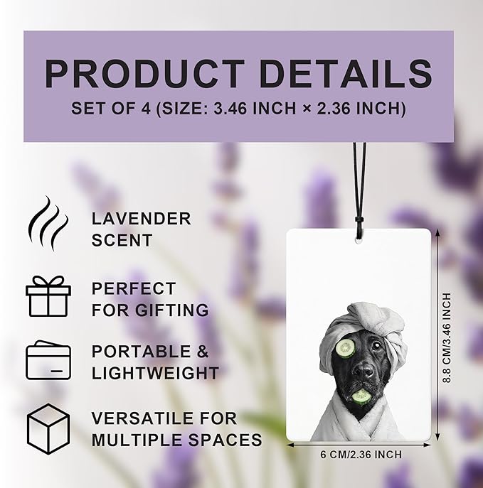 Funny Black Labrador Retrieve Car Air Freshener 4 Pcs, Black Lab Dog Mom Gifts Hanging Air Freshener for Cars Closet Drawer Books, Funny Dogs Car Accessories Mirror Decor for Women