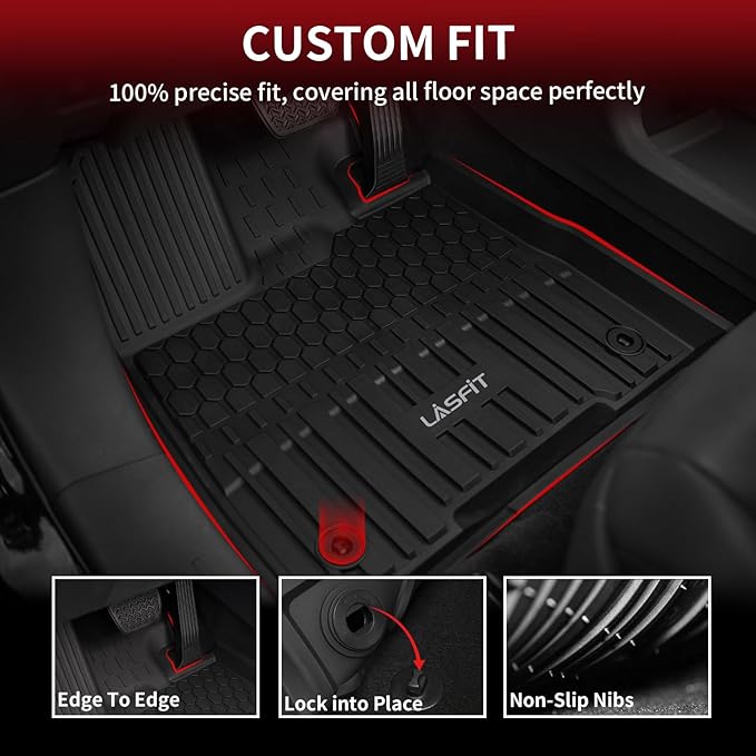 LASFIT Floor Mats for Toyota Sienna 8 Seats 2021-2024 2025 All Weather TPE Custom Fit Floor Liner for Toyota Sienna LE/XLE 8 Passenger Front and Rear Car Mats, Black