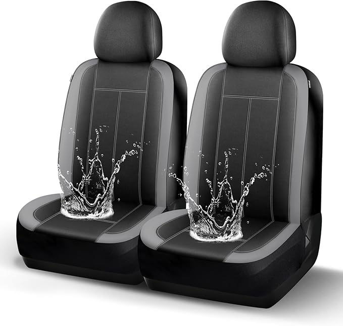 Waterproof EVA Seat Covers, Neoprene Lining Car Seat Covers Premium Cloth, Car Seat Cover Front Seats Airbag Compatible, Universal Fit for Most Cars,Trucks,SUVs(Black Darkgray 816)