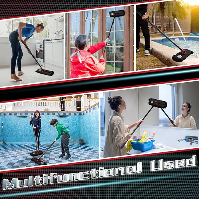 2In1 Brush And Duster For Car Exterior,Chenille Car Wash Brush Mop*1PC,Wax Cotton Car Duster Mop*1PC Remove Dust,Freely Switch A Retractable Black Steel Pole,Car Cleaning Supplies For Boat Truck Rv