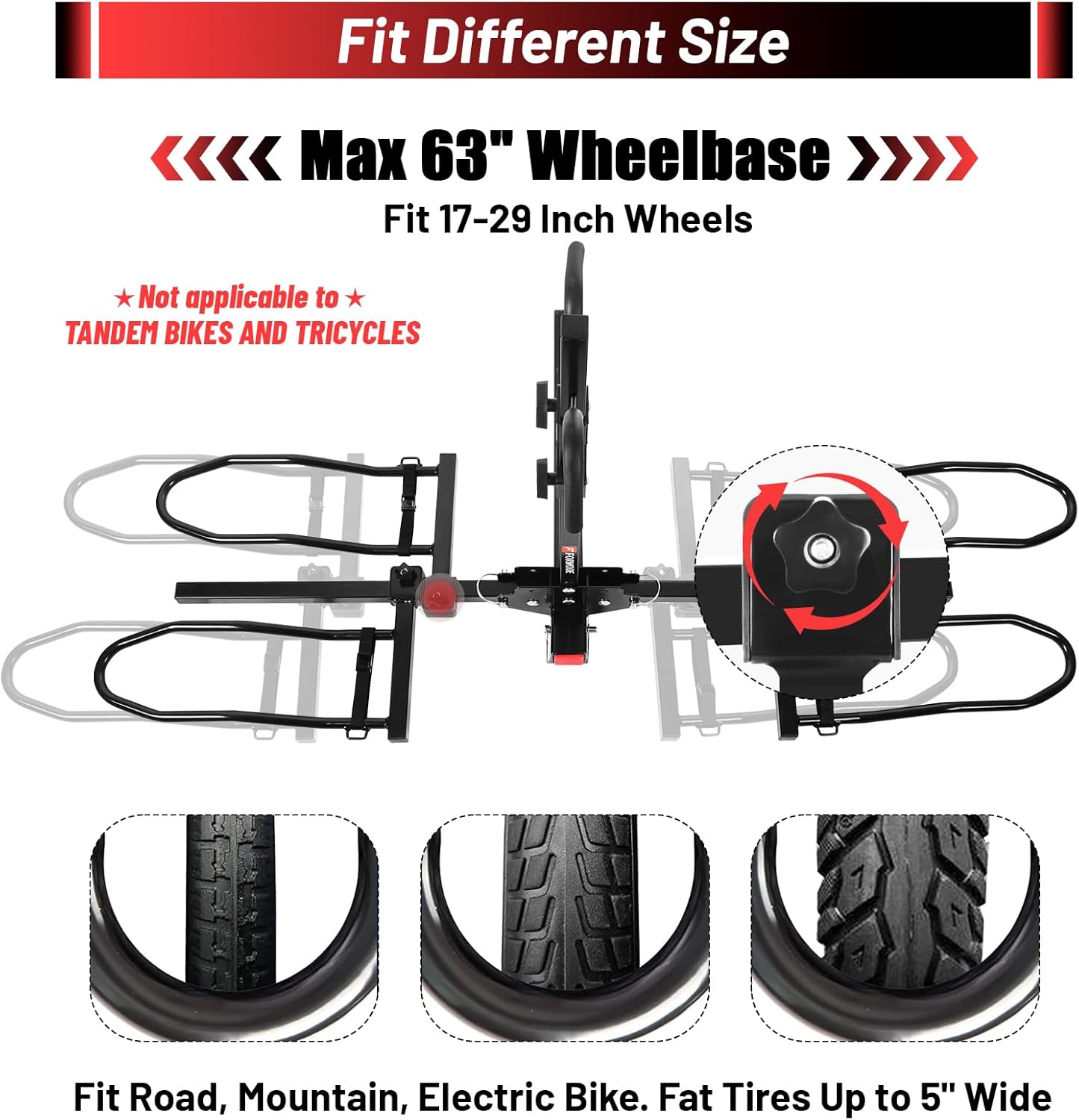 FORWODE 2" Hitch Mount Bike Rack Fits 2 X 80 lbs Bicycle, Platform Bike Rack for Car SUV Truck Standard, Foldable Wobble Free, Locking Hitch,Fat and Standard (A- Early Edition)
