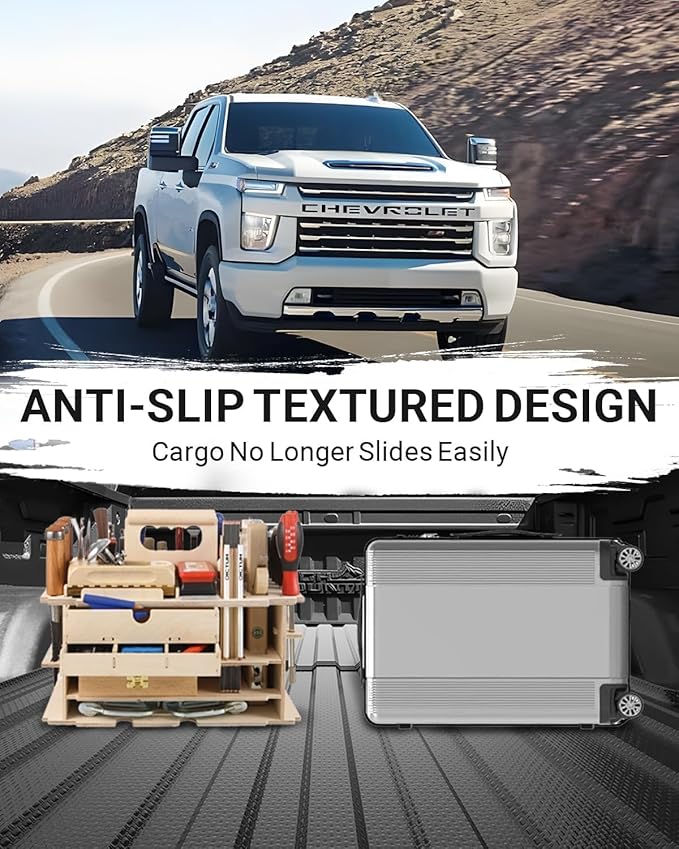 Ecarzo Truck Bed Mat Custom Fit for 2025-2019 Chevrolet Silverado/GMC Sierra 2500 3500 HD Accessories 6.8FT Bed Liner Pick Up Cargo Mat, All Weather Protection TPE Heavy Duty Trunk Bed Mat