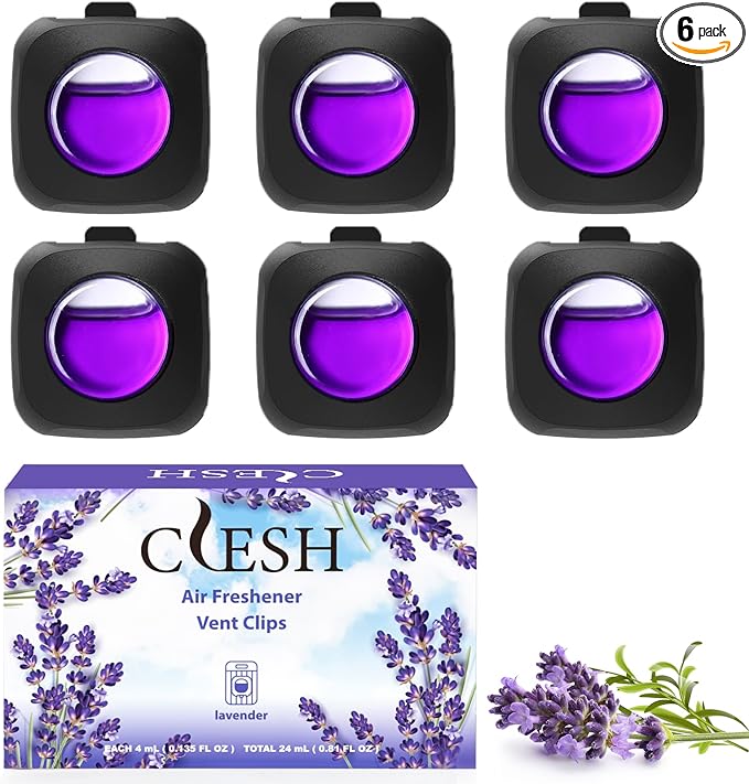 Car Air Fresheners, 6 Pack, Lavender Embrace, Car Fresheners Vent Clips, Long Lasting Air Freshener for Car, Refresher for Men Women