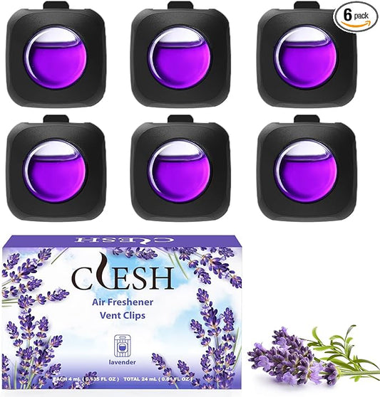 Car Air Fresheners, 6 Pack, Lavender Embrace, Car Fresheners Vent Clips, Long Lasting Air Freshener for Car, Refresher for Men Women