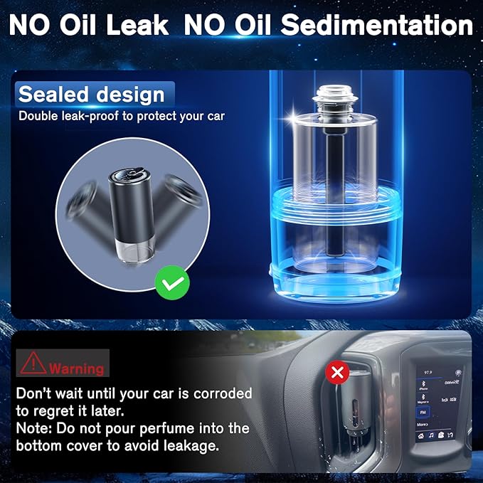 Smart Car Air Freshener with Starry Sky Projection, 50ml Perfume Air Fresheners Diffuser 6 Months Long-Lasting Fragrance for Car, RGB Music-Sync Lights, Auto On/Off Intelligent, 3 Modes, Cologne