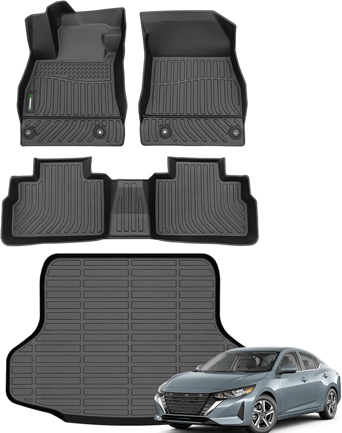 ANBINGO®-Floor Mats& Cargo Liner for Nissan Sentra 2020-2025 2026 S/SV/SR Sedan,All Weather Sentra Car Liner Protection TPE Custom Sentra Accessories Black