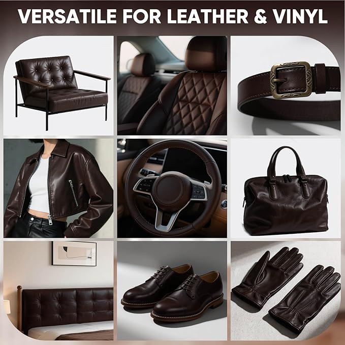 Leather Recoloring Balm - Scratch Repair & Color Restore Kit for Faded Leather, Leather Couch & Car Seats - 10OZ Leather Restorer Balm for Furniture, Auto Interior, Vinyl, Accessories (Dark Brown)