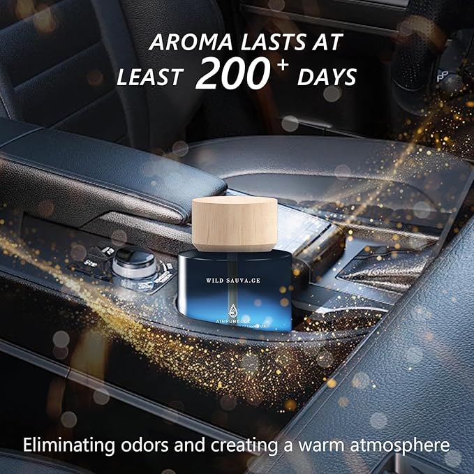 Car Air Freshener for Men & Women – Long-Lasting Woody Citrus Essential Oil Diffuser for Car Cup Holder – 50ML (1.7 FL OZ) Car Scent Diffuser, Inspired by Perfume – Made in USA