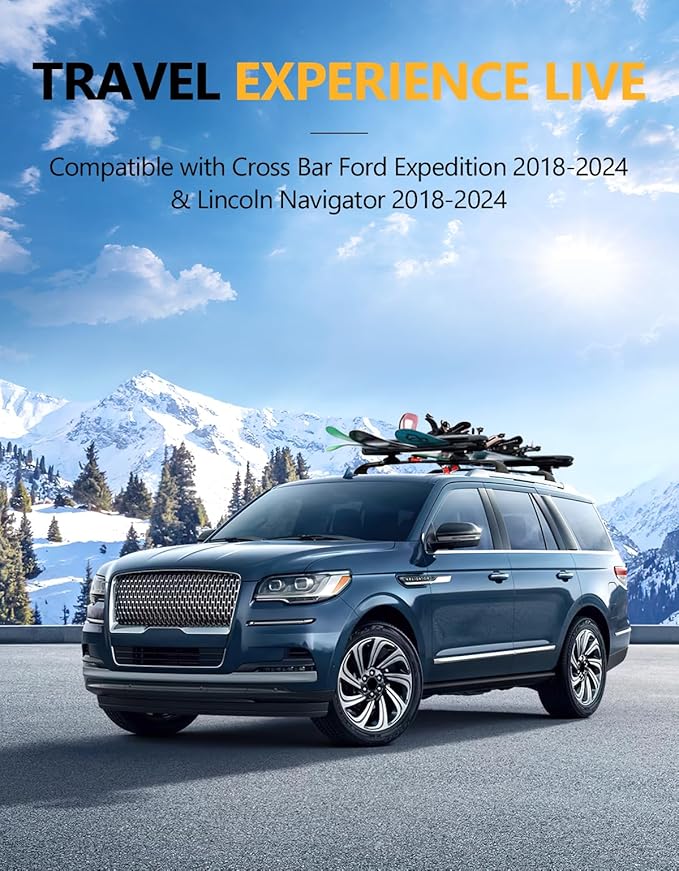 Tuyoung 220lbs Roof Racks Cross Bars Compatible with Ford Expedition/Max 2018-2026 & Lincoln Navigator 2018-2024, Heavy Duty Aluminum Crossbar Roof Rail Cargo Carrier Rooftop Car Accessories