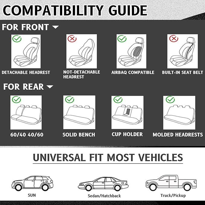 Car Seat Covers for Front Seats Elite Edition Faux Leather Seat Covers for Cars Front Semi-Custom Fit for SUV Pick-up Truck Sedan Universal Fit Car Accessories Automotive (Gray)