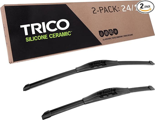 TRICO Silicone Ceramic™ (90-2418) 24 & 18 Inch Pack of 2 Automotive Replacement Windshield Wiper Blades For my Car, Ceramic Coated Silicone Super Premium Beam Blade for Select Vehicle Models