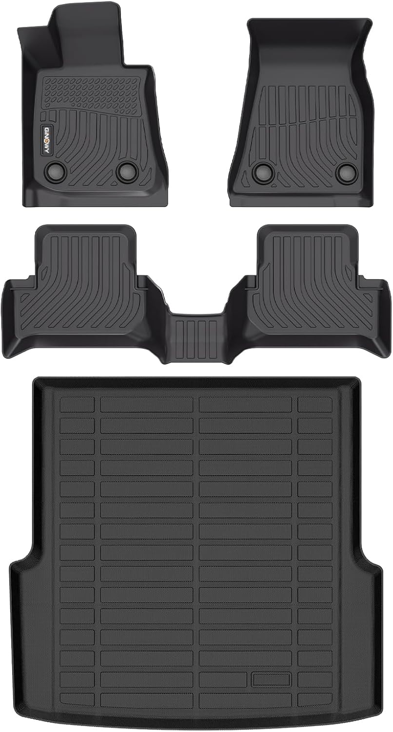 GINOWY-Floor Mats with Cargo Liner Full Set Custom for i4 2022-2025, All Weather Car Floor Mats Cargo Liner TPE Rubber Trunk Mat Trunk Liner, i4 Accessories Mats