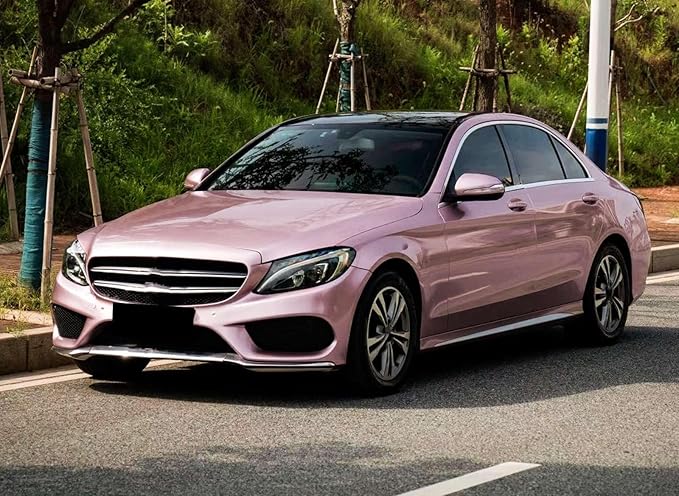 1FTx5FT PET Super Gloss Metallic Passion Pink High Glossy Vinyl Wrap Auto Car Sticker Decal Film Sheet Bubble Free Air Release Technology with Tool Set