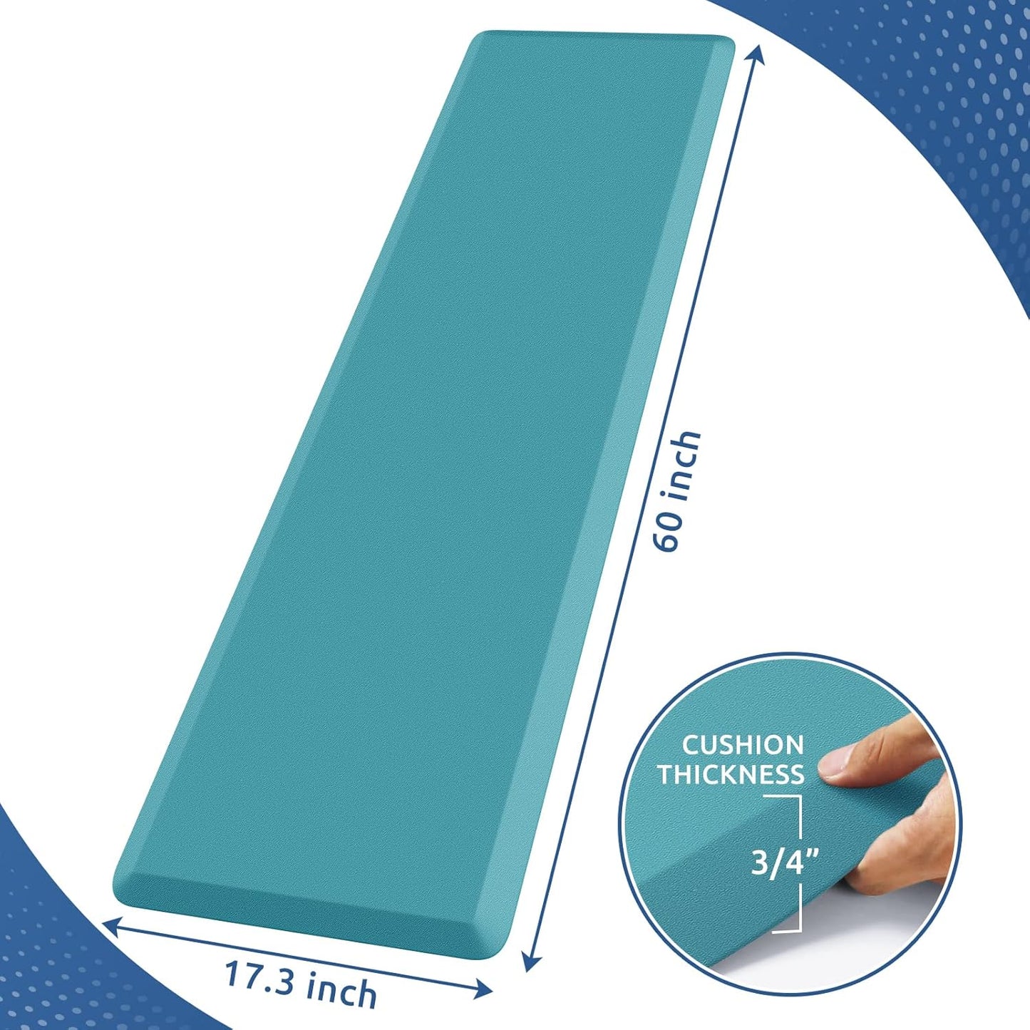 KitchenClouds Kitchen Mat Cushioned Anti Fatigue Kitchen Rug 0.8inch Waterproof Non Slip Kitchen Rugs and Mats Standing Desk Mat Comfort Floor Mats for Kitchen Sink Office (17.3"x60",Green)