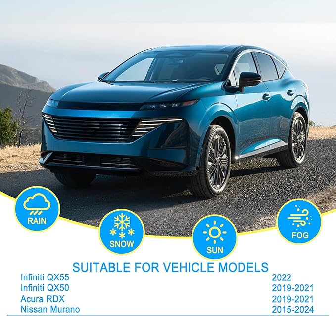 CJPPPZIW® Windshield Wipers-26"+18"+12" Replacement for 2015-2024 Nissan Murano/2019-2021 Acura RDX/Infiniti QX50 Premium All-Season Front and Rear Wiper Blades,Original Factory Quality(Pack of 3)