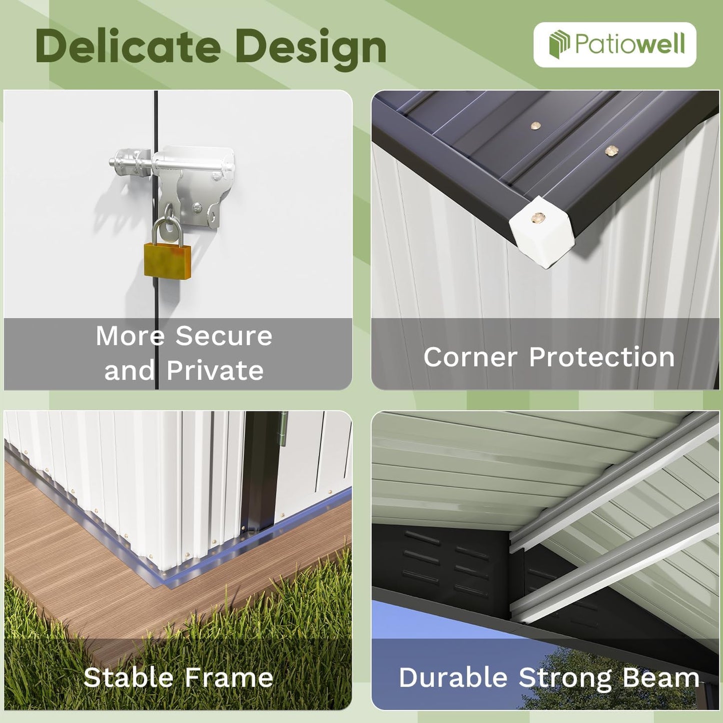 Patiowell 6x4 FT Outdoor Storage Shed, Garden Tool Storage Shed with Sloping Roof and Double Lockable Door, Outdoor Shed for Garden Backyard Patio Lawn,White