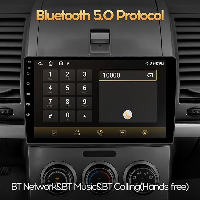 10'' 8Core 4+64GB QLED Full Touch Android Double Din Car Stereo Radio Audio Video Player with Apple CarPlay Android Auto 4G&WiFi DSP FM&AM BT MirrorLink Split Screen PIP GPS Navigation