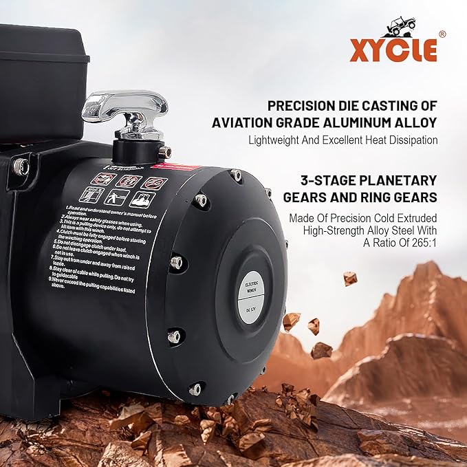 Winch13500lbs 12V Waterproof Electric Winch Synthetic Rope Electric Winch Towing Winch Boat Trailer Winch SUV 4-Wheel Drive Off-Road Vehicle with Remote Control 3/8 Synthetic Rope (Red)