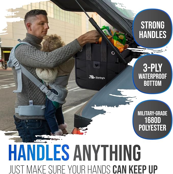 Car Trunk Organizer – Large Collapsible Storage Box with Adjustable Compartments – Heavy-Duty Cargo Organizer for SUV, Truck & Car – Non-Slip Waterproof Trunk Storage Bin for Groceries & Tools - XL