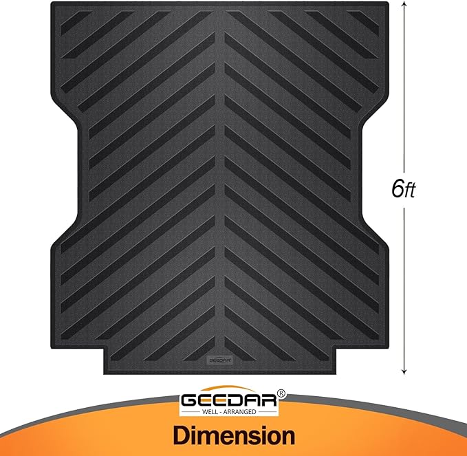 GEEDAR Heavy Duty Rubber Truck Bed Mat for 2024 Toyota Tacoma 6ft Long Bed, Tacoma Accessories, compatiable with Toyota Tacoma Truck Bed Mat Liner, Black