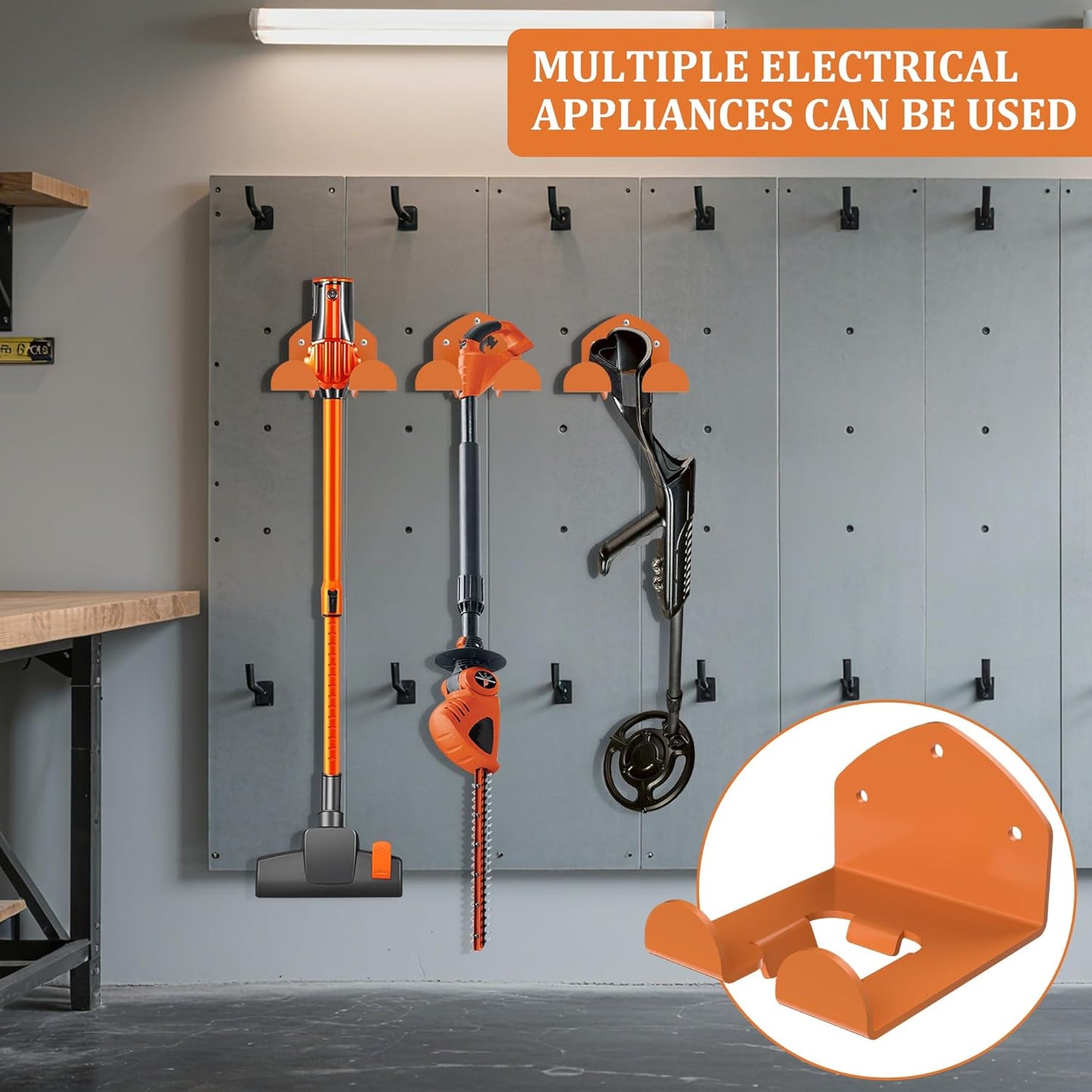 Garage Storage Trimmer Rack Garden Power Tool Hanger for Lawn Mower, Shed Organizer, Weedeater Rack, Garage Organization