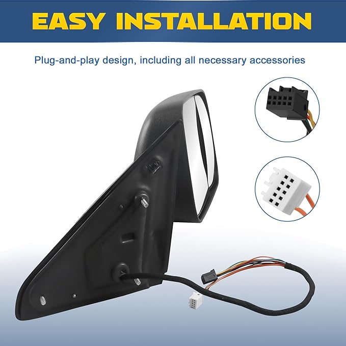 Power Heated Towing Mirror Compatible for 2009-2018 Dodge Ram 1500 2500 3500/2019-2024 Ram 1500 Classic w/LED Turn Signal Light Arrow Light Temperature Sensor -2 PCS (Black)