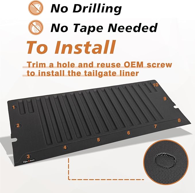 TripleAliners for Tacoma 2024 2025 | Truck Bed Mat & Tailgate Mat | All Weather Liners Compatible with 2024+ Toyota Tacoma Accessories Cargo Liner Protection (Fit 5FT Truck Bed), 2PCS