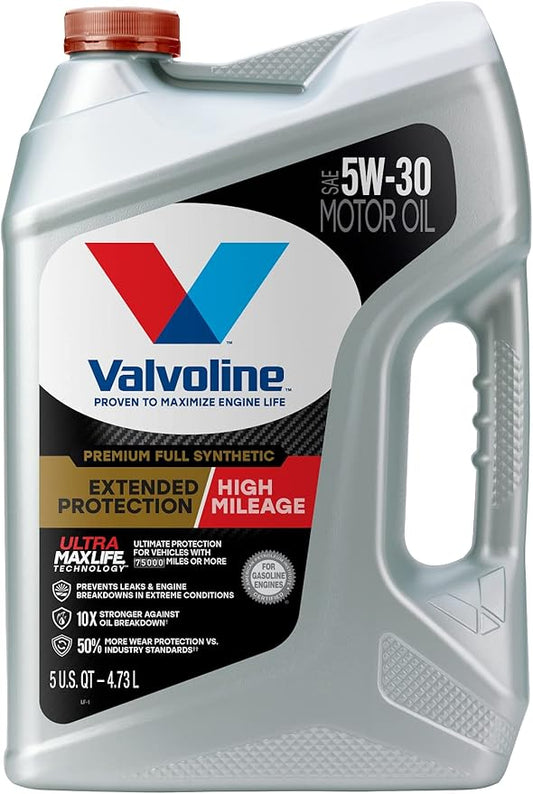 Valvoline Extended Protection High Mileage with Ultra MaxLife Technology 5W-30 Full Synthetic Motor Oil 5 Quart