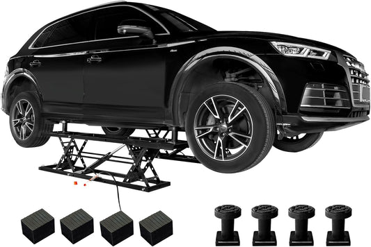 Albott 7000 LBS Portable Car Lift, Heavy Duty Quick Jack with 28" Max Height, Locking Levers & Wheels, Adjustable Scissor Lift for Cars, SUVs, Light Trucks, Garage or Shop Use, Black