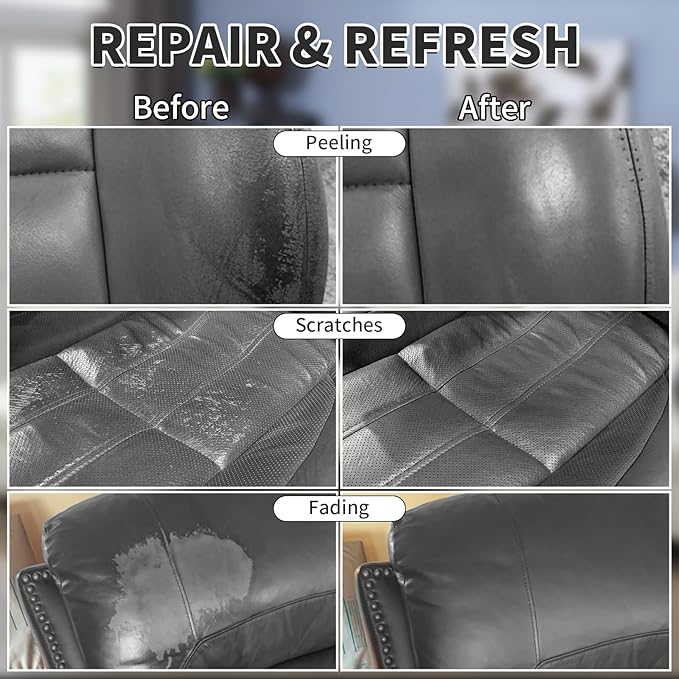 Dark Gray Leather Recoloring Balm,Leather Couch Scratch/Stain Remover,Leather Repair kit for Vinyl Furniture and Car Interior,Leather Dye Paint for Scratched and Faded Leather Couches