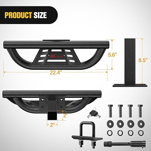 Nilight Universal Hitch Step Textured Black Drop Trailer Hitch Step Fit 2 Inch Receiver with Hitch Lock Stabilizer Towing Bar Rear Bumper Guard Rated up to 350 Lbs for Pickups Trucks Vans SUVs ATVs