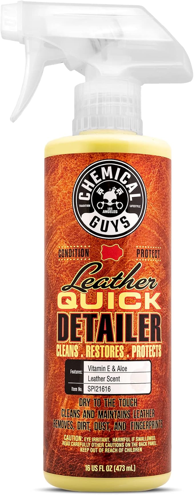 Chemical Guys Leather Quick Detailer - 16 oz Interior Cleaner and Conditioner for Natural, Synthetic, Pleather, and Faux Leather - Safe for Car Seats, Furniture, Apparel, Shoes, and Boots