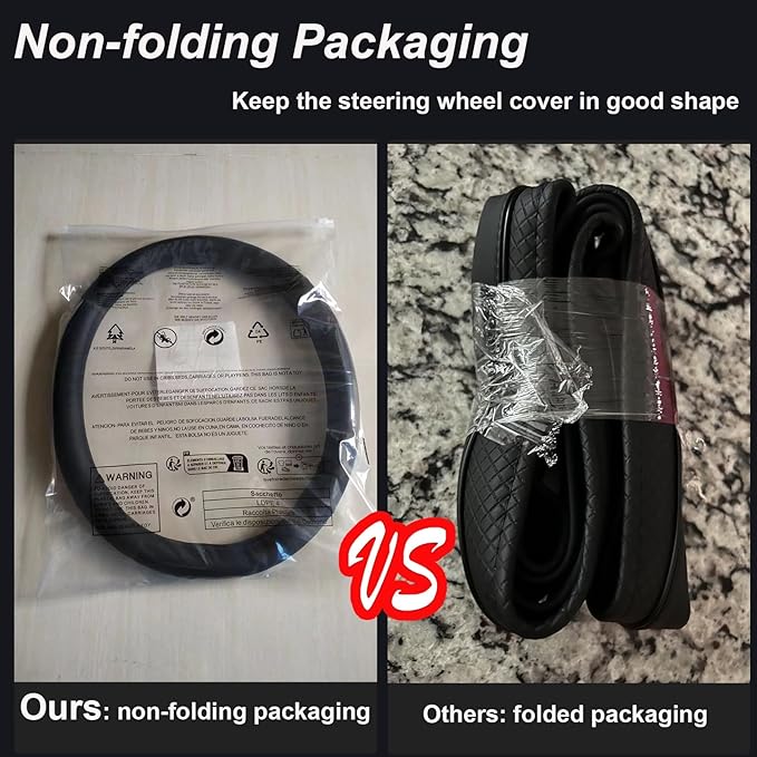 Steering Wheel Cover Universal Standard Size 14.5-15 inch, Breathable Microfiber Leather, Anti-Slip, Soft Grip, Sporty Design, Fits for Cars SUVs Trucks, Black and Orange