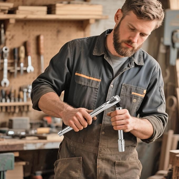 VEVOR Socket Set, 33 Pieces, 1/2 inch Drive Socket and Ratchet Set, SAE and Metric, Mechanic Tool Kit with Ratchet Wrench, Extension Bar and Storage Case, CR-V Alloy Steel, for Automotive Repair