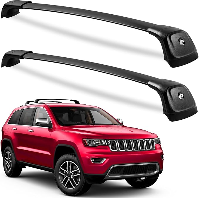 Tuyoung 260lbs Roof Rack Cross Bars Fit for Jeep Grand Cherokee 2011-2021 with Grooved Side Rails, All-Aluminum Lockable Anti-Theft Crossbars Rooftop Cargo Kayak Bike Luggage Racks Carrier Accessories
