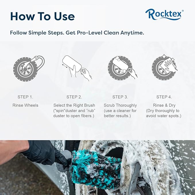 Wheel Brush Set – 3 Sizes Multi-Fiber Blend, Non-Scratch Design for Car & Motorcycle Rims, Spokes, Barrels, Brake Dust, Tight Gaps, Eco-Friendly Clean