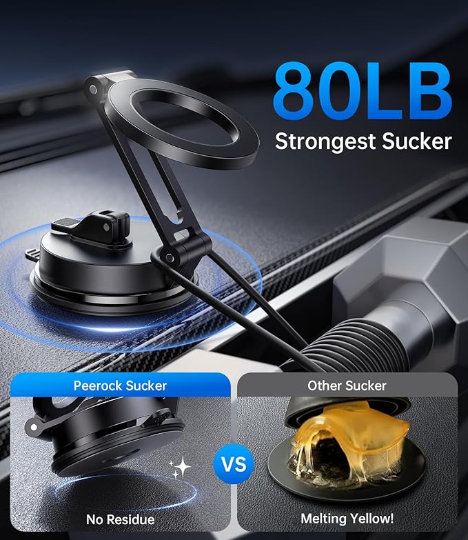 Car Phone Holder for Magsafe [80LBS Strongest Suction] Phone Mount for Car, 360° Rotation Vacuum Magnetic Suction Cup Phone Mount, Phone Holder for Your Car for iPhone 17 16 Pro Max 15 14 13 12 Plus
