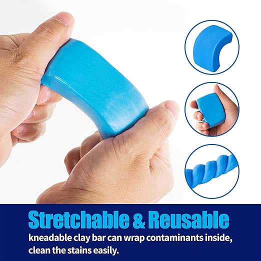 Complete Clay Bar and Luber Kit for Auto Detailing - 4 Pack (4x100g) Clay Bars for Car Detailing + 16.9 fl. oz Lubricant Spray + 4 Pack Microfiber Cleansing Towel