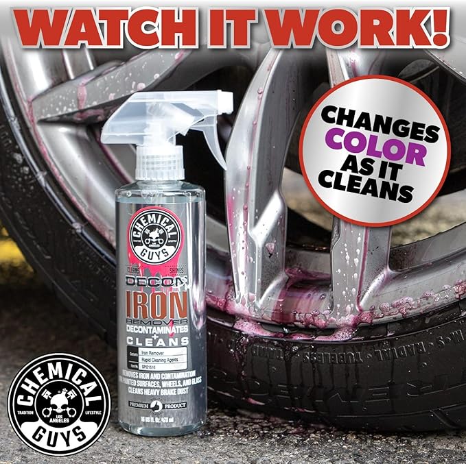 Chemical Guys Decon Pro Iron Remover and Wheel Cleaner – Professional Strength Fallout Remover for Wheels, Brakes, Calipers, Tires and Exterior – Dissolves Brake Dust and Dirt, 16 oz