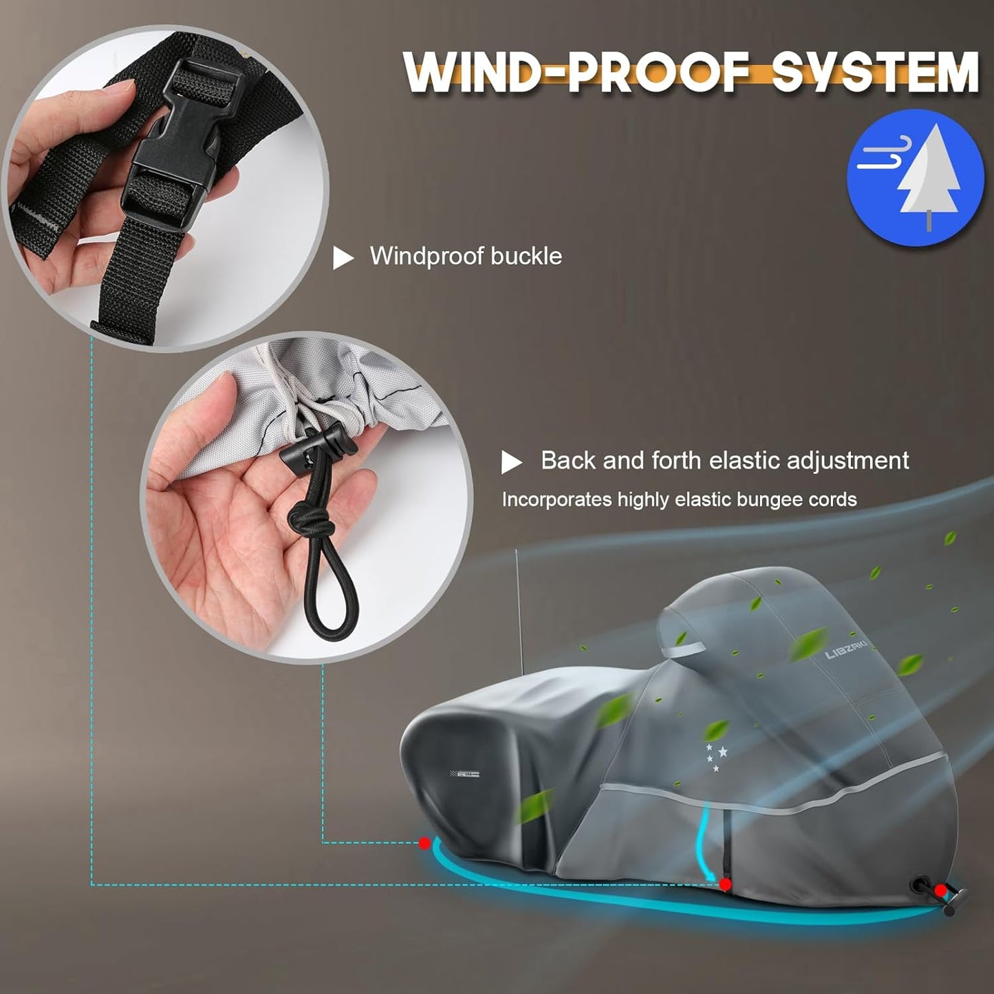 Motorcycle Cover LI LIBZAKI 600D Heavy Duty Storage for Touring Models Harley Davidson Road King,Road Glide,Street Glide, Electra Glide,Heritage Classic,Low Rider-ST,and Most Motorcycles/Gray