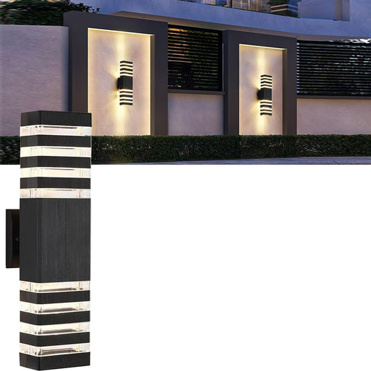 18inch LED Square Up & Down Wall Lights,24W Outdoor Wall Light 4000K Day White Aluminum Body Waterproof IP65 LED Exterior Light Fixtures Wall Mount for House Patio Garage Garden. (1Pack)