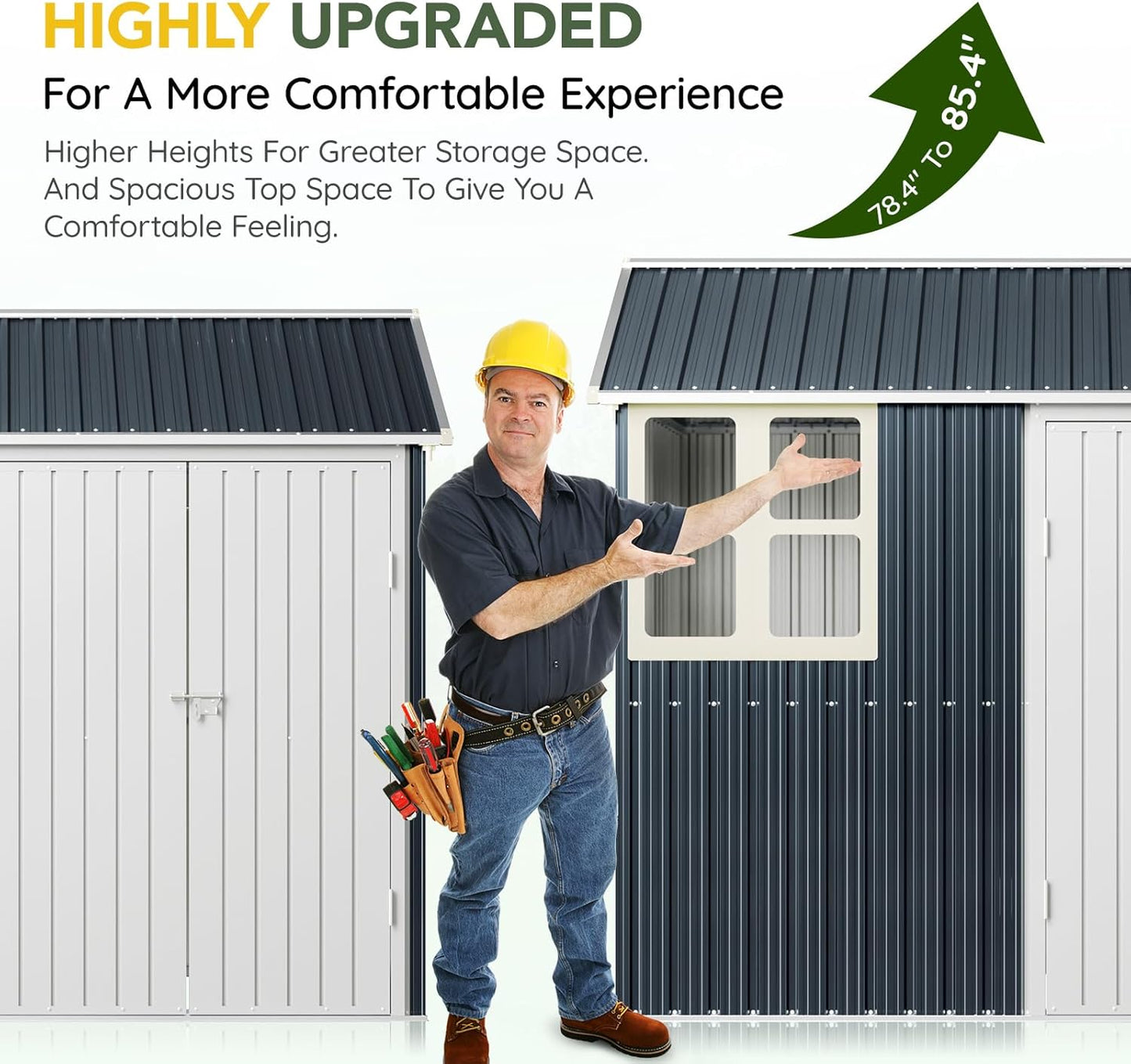 Breezz 6X8FT Outdoor Steel Storage Shed with Frame Floor,Clear Window, Lockable Doors, Weather-Resistant Metal Tool Shed for Garden, Backyard, Patio, and Utility Storage,Nightblue