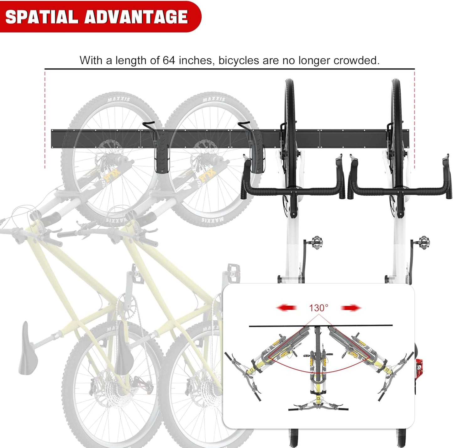 Ultrawall Swivel Bike Storage Rack, Adjustable Wall Mounted Bike Rack for Garage, Vertical Bike Hanger for Indoor Bicycle Storage, Space Saving Bike Holder