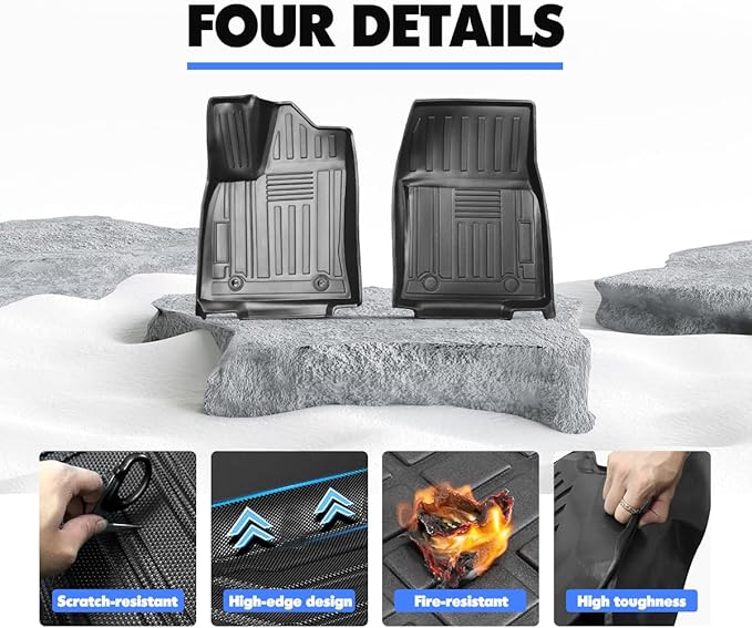 Floor Mat Fit for Toyota Sequoia 2023-2025 (7 Seats) Backrest Mat Cargo Liner All-Weather 3D Custom Anti-Slip Tech Floor Mats for Sequoia Accessories 1st & 2nd & 3rd Row & Trunk Mats & Kicks Mats