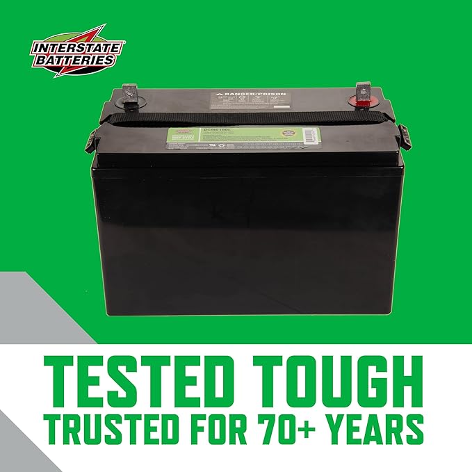Interstate Batteries 12V 100Ah 110Ah (L Terminal) Deep Cycle Mobility Battery Group 29 VRLA SLA AGM, Rechargeable Replacement for Campers, RVs, Trailers, Wheelchairs (DCM0100L)…