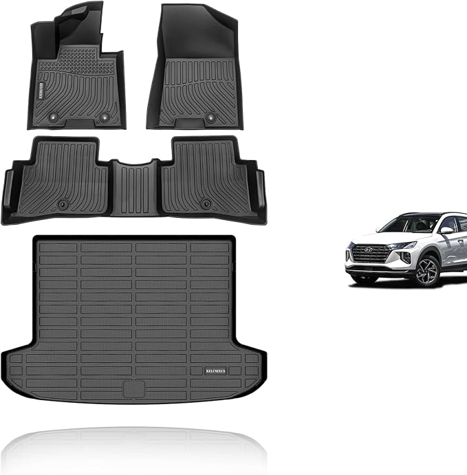 KELCSEECS Floor Mats & Cargo Liner Custom for 2021 2020 2019 2018 2017 2016 Hyundai Tucson Car Mats Automotive Cargo Mat Trunk Mat Hyundai Tucson All Weather Floor Mats Trunk Liner Black