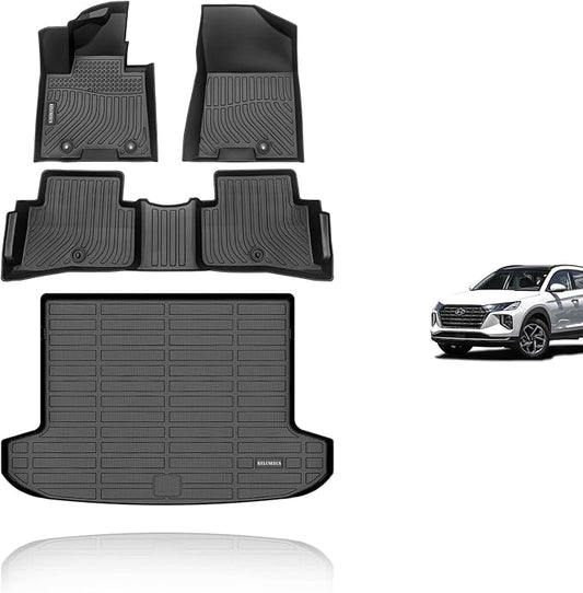KELCSEECS Floor Mats & Cargo Liner Custom for 2021 2020 2019 2018 2017 2016 Hyundai Tucson Car Mats Automotive Cargo Mat Trunk Mat Hyundai Tucson All Weather Floor Mats Trunk Liner Black